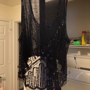 Sequin throw over tank